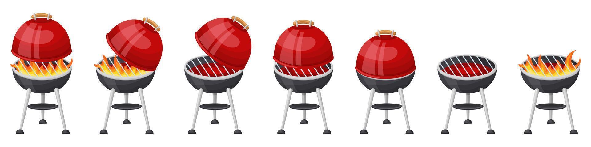 parilla parrilla colocar, al rojo vivo parrilla. vector ilustración en un blanco antecedentes