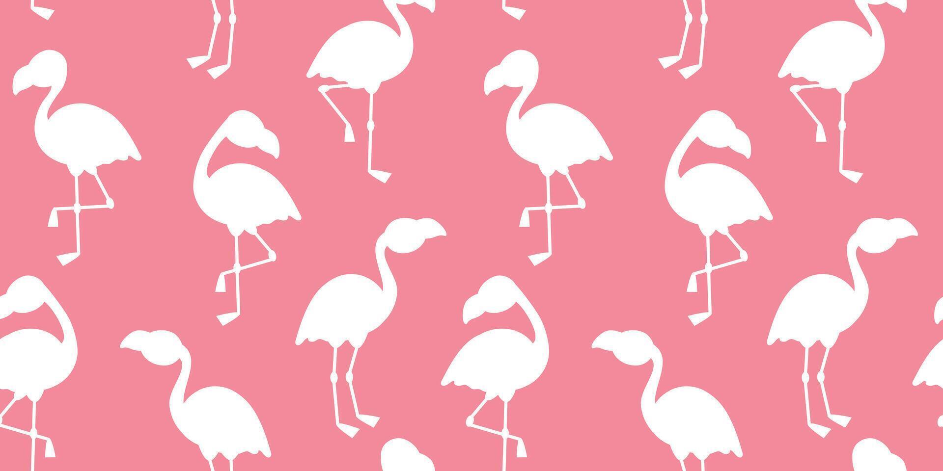 White flamingo silhouette on pink background seamless pattern for fabric, wrapping paper, print, decor. Vector illustration