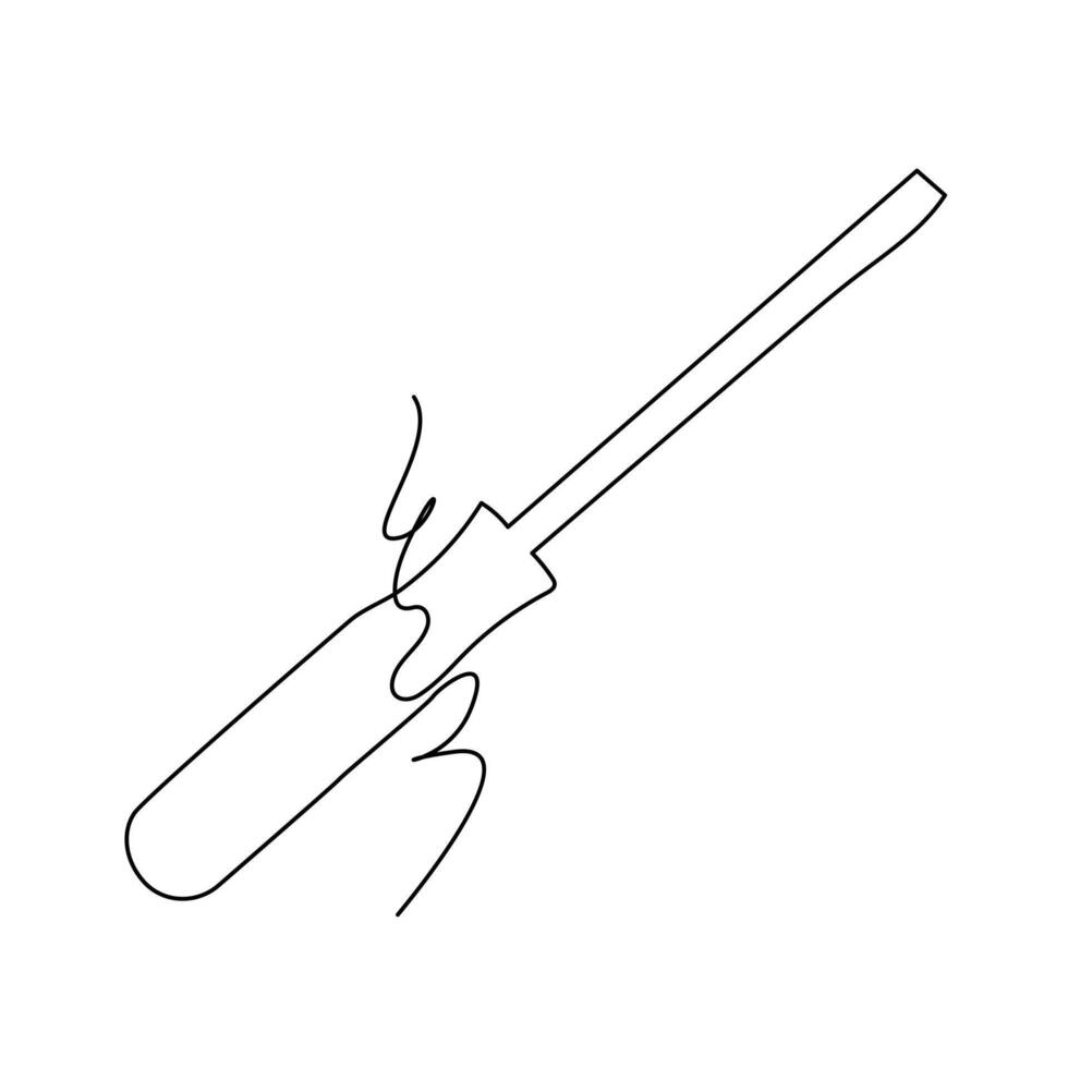 Screwdriver continuous single line and electric Screwdriver outline vector art drawing and illustration