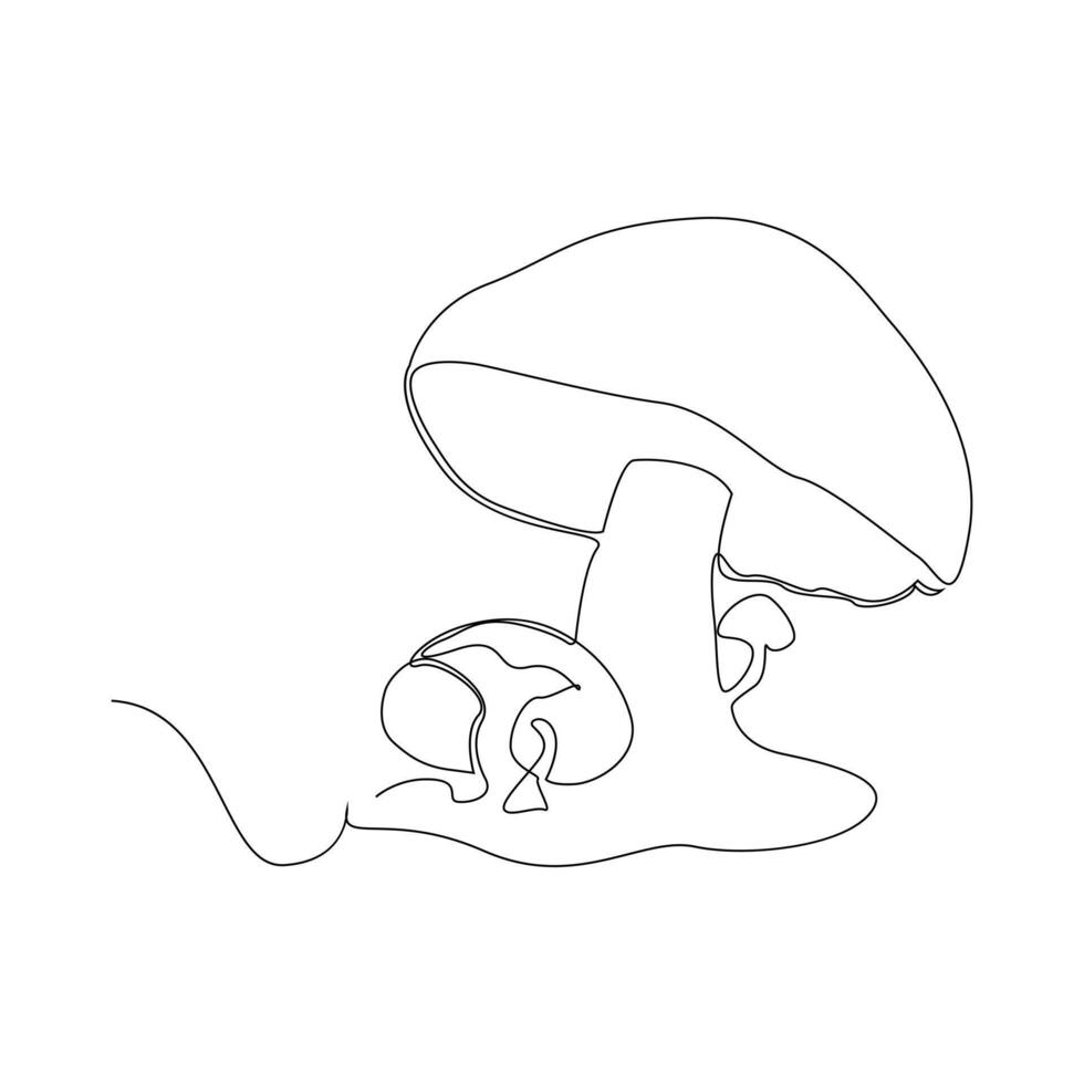 Mushrooms Continuous single line  art drawing and illustration vector design