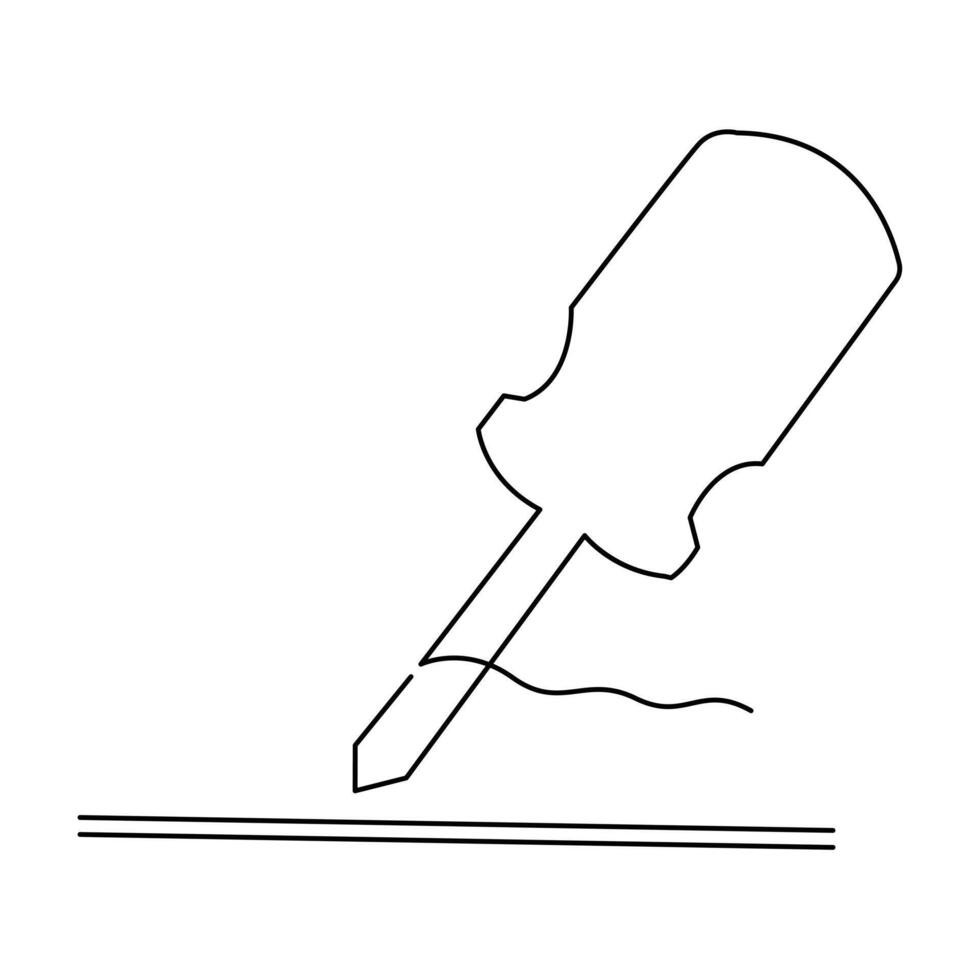 Screwdriver continuous single line and electric Screwdriver outline vector art drawing and illustration