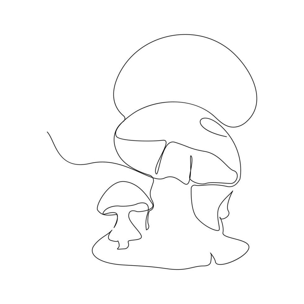 Mushrooms Continuous single line  art drawing and illustration vector design