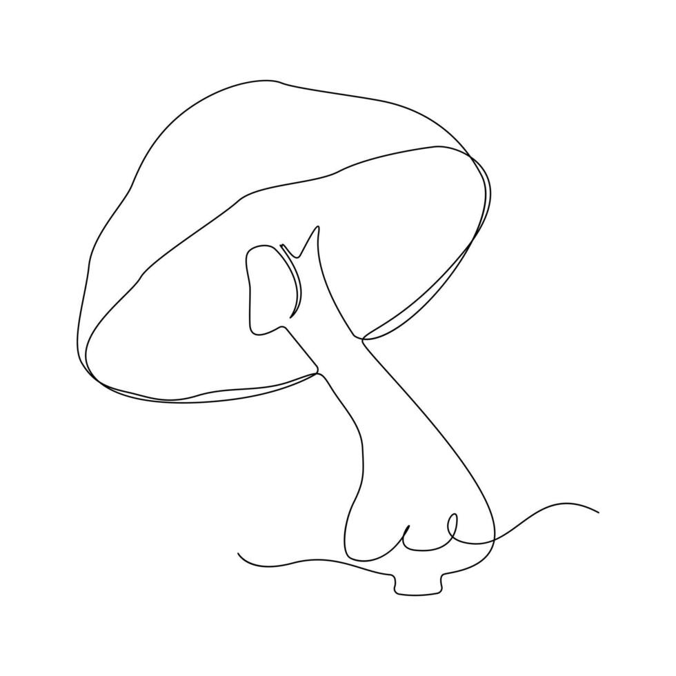 Mushrooms Continuous single line  art drawing and illustration vector design
