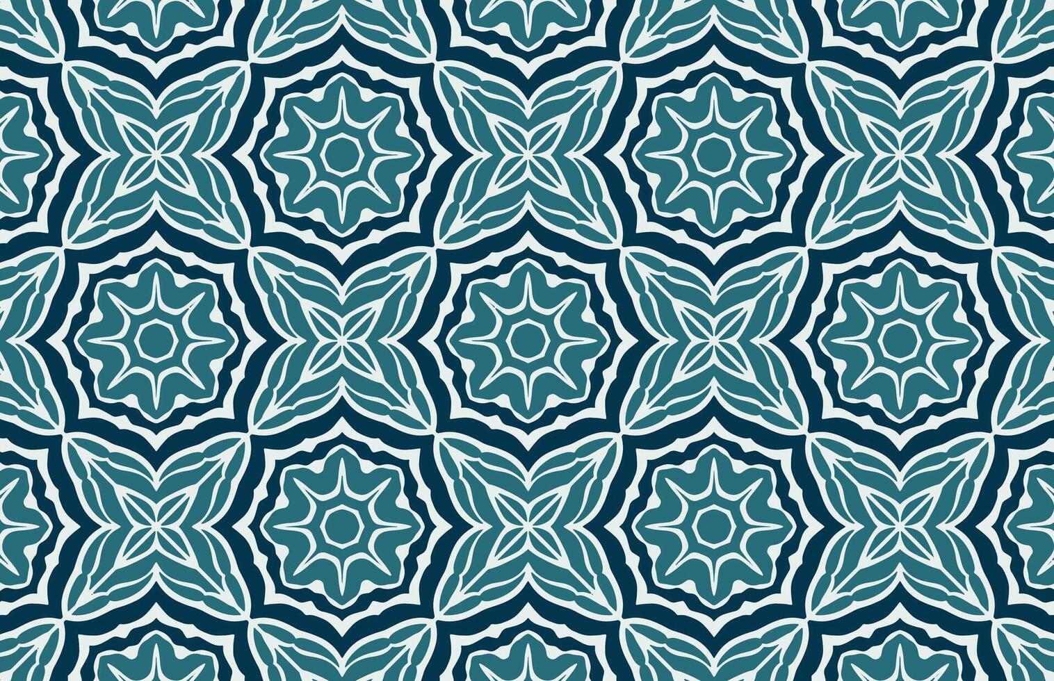 Blue floral textile design pattern vector