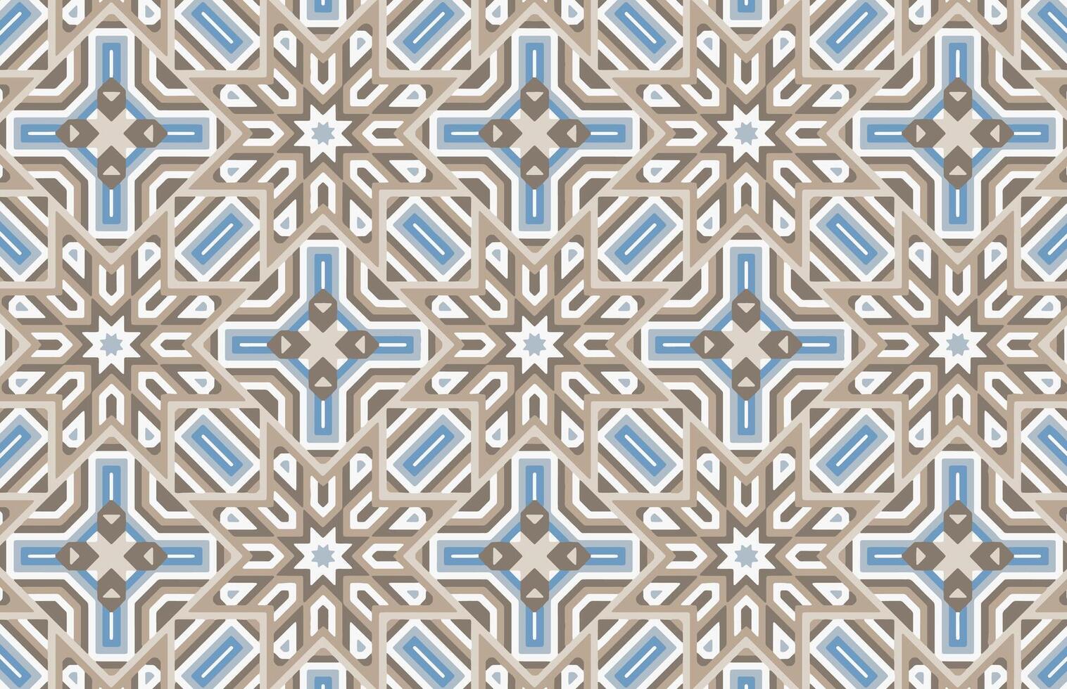 Blue and brown geometric islamic pattern vector