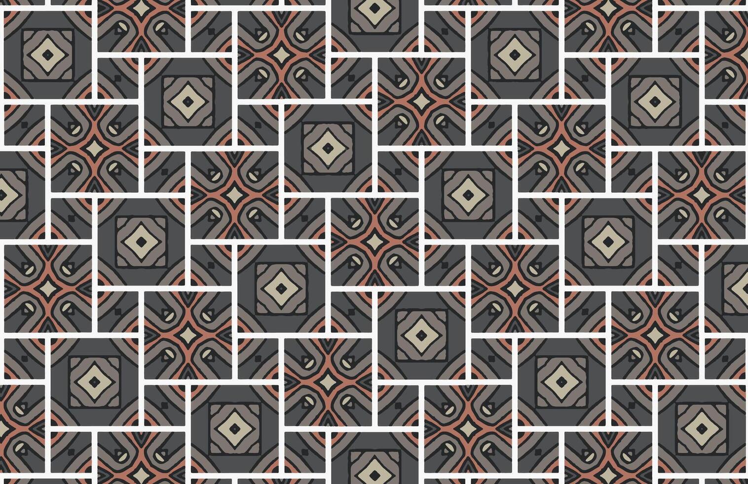 Brown and white tile grunge design pattern vector