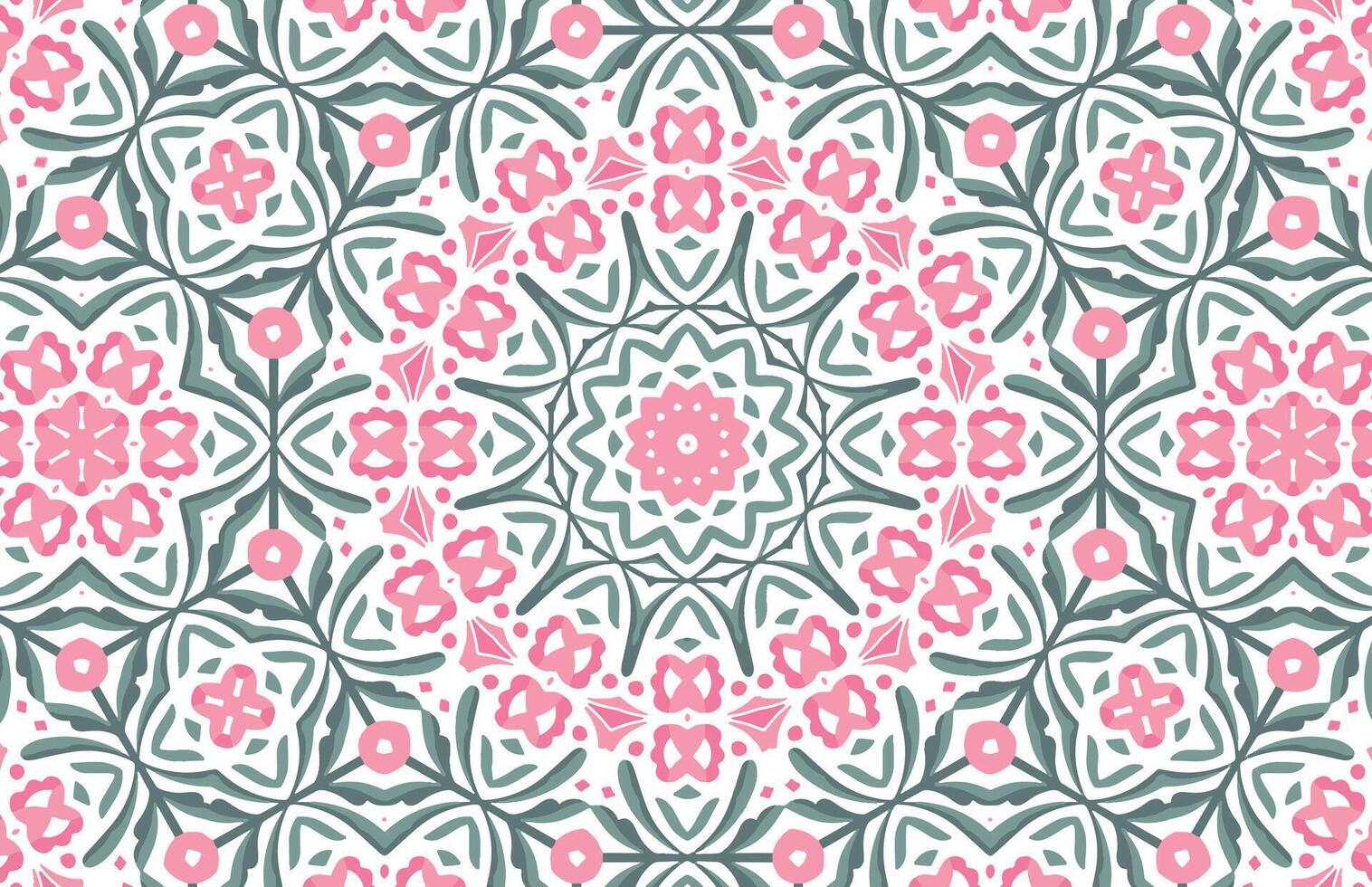 Green and Pink color floral pattern vector