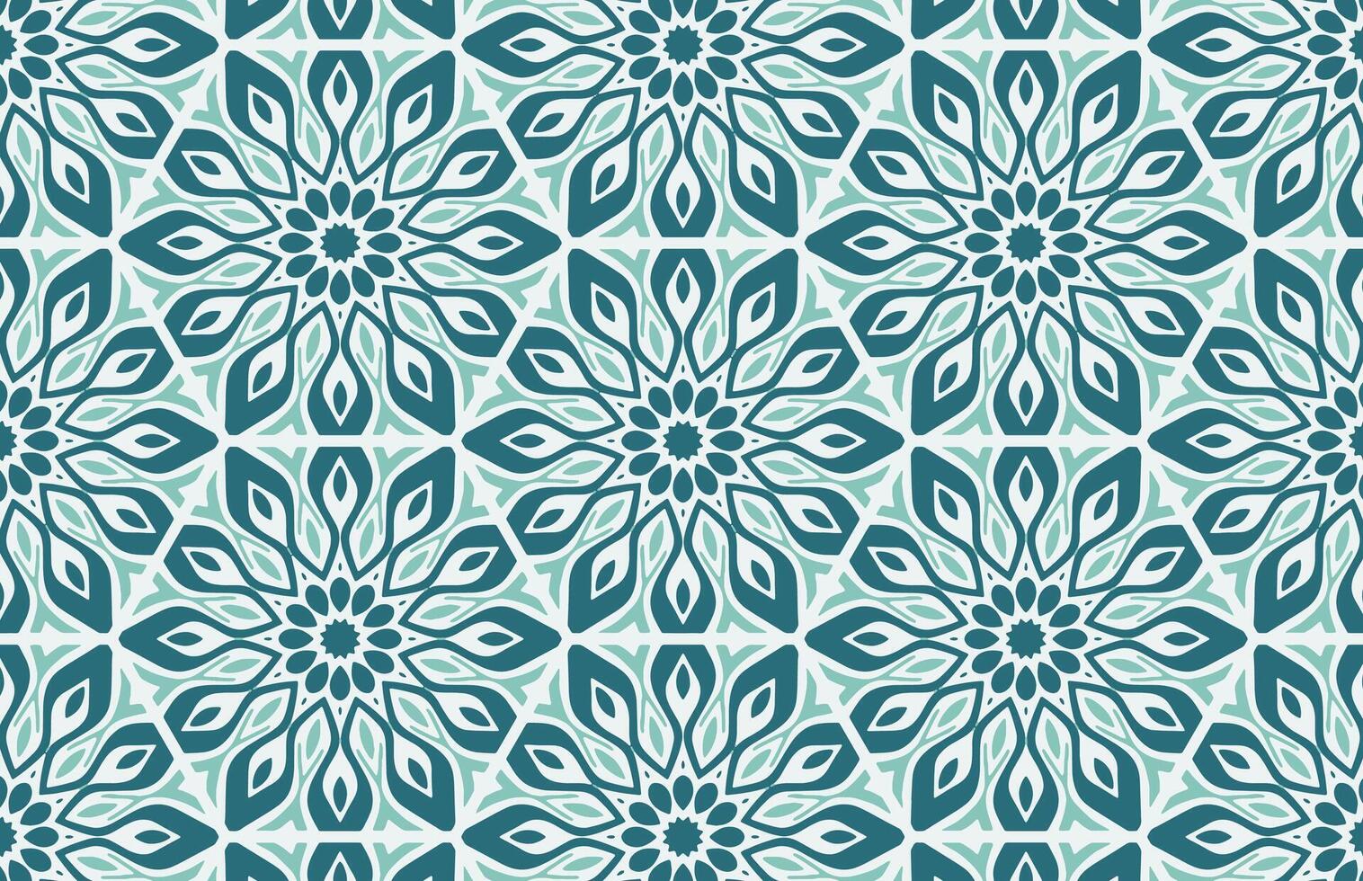 Blue hexagonal floral textile design pattern vector