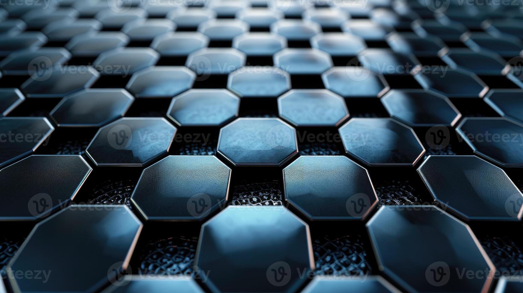 ai generado sumergirse tú mismo en el pulcro seducir de un metálico hexagonal estructura antecedentes. ai generado. foto