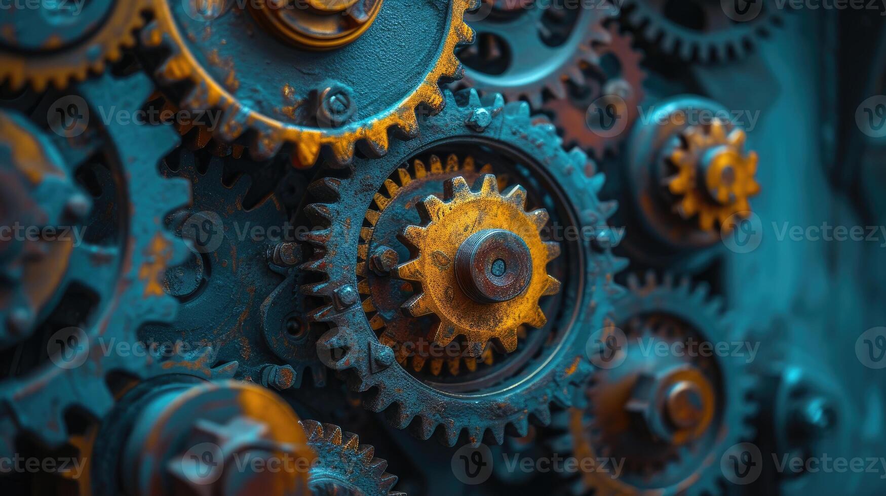 AI generated Witness the intricate dance of mechanism, gears, and cogs