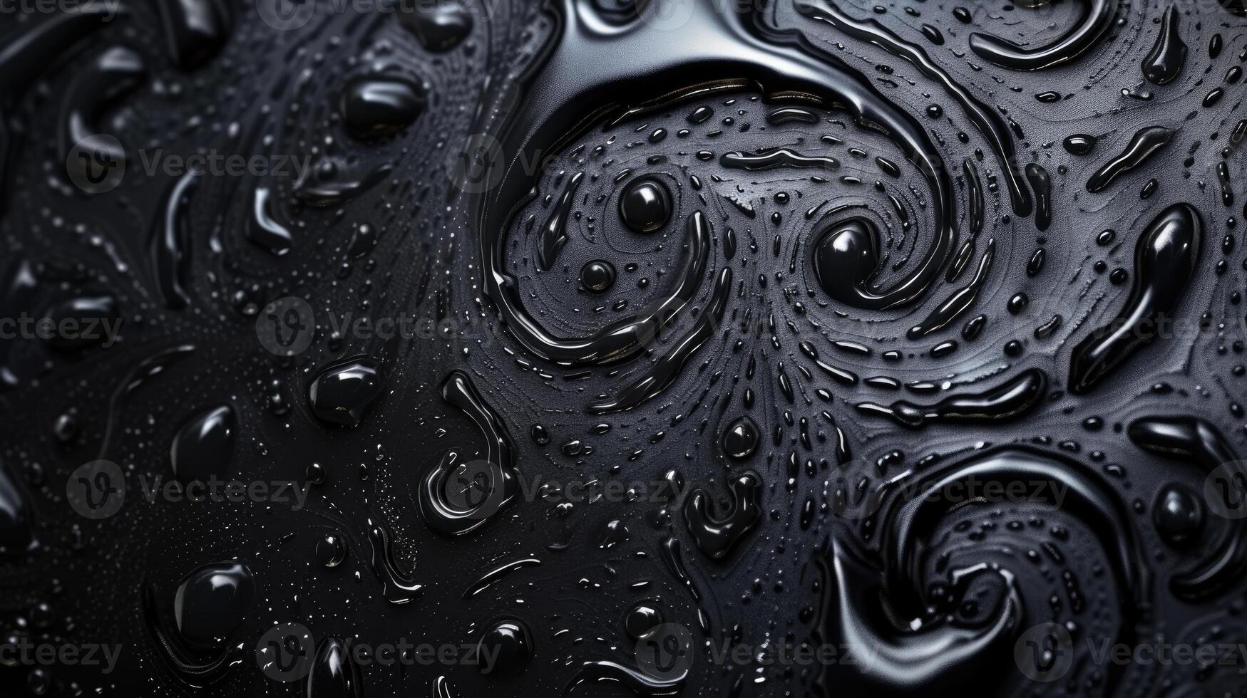 AI generated Elegant water drops dance on a black canvas, adorned with mesmerizing swirling patterns, Ai Generated. photo