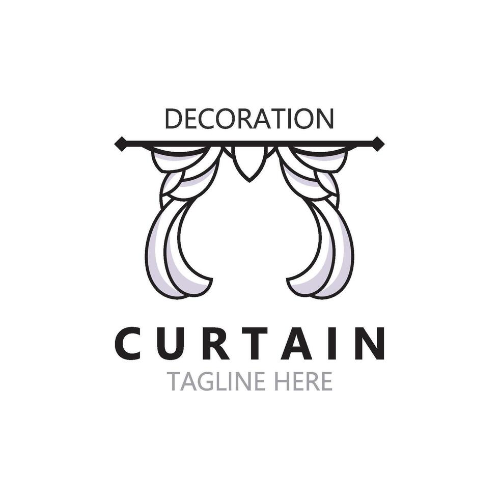 cortina logo decoración estilo minimalista elegante vector diseño ilustración