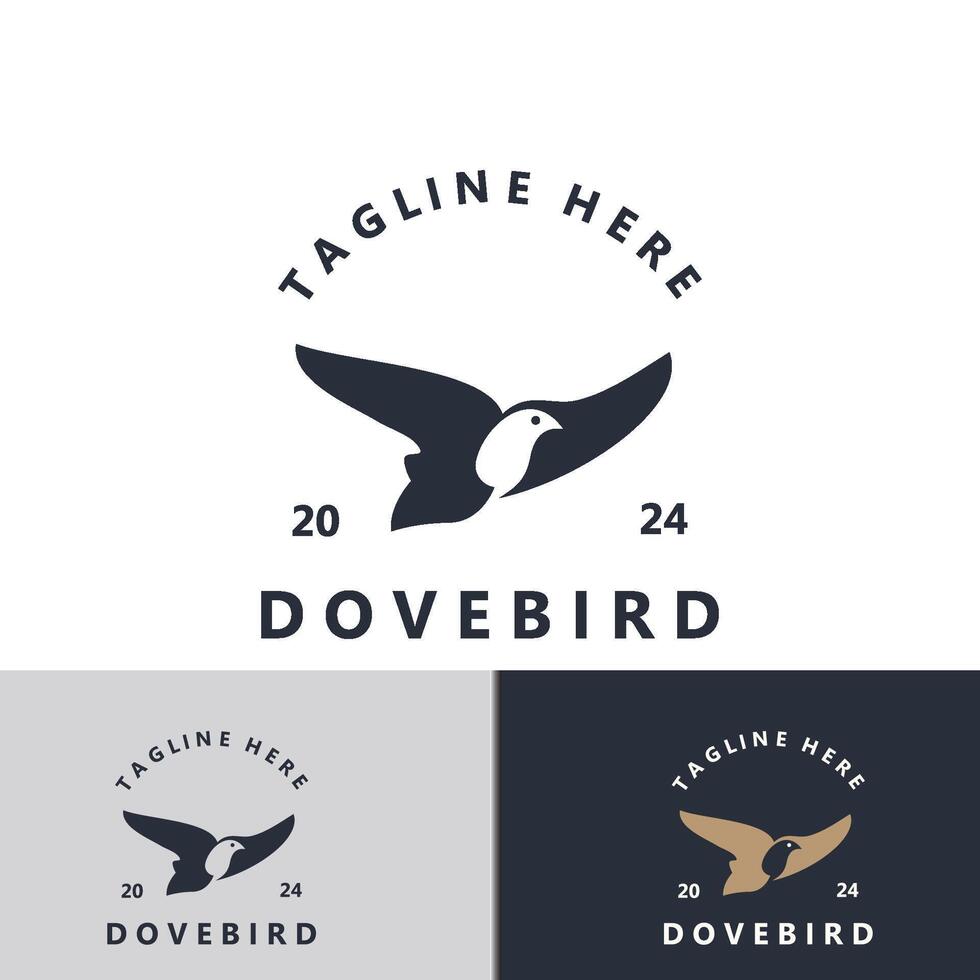 Dove bird elegant flying logo design Nature Wildlife Label style vintage image vector