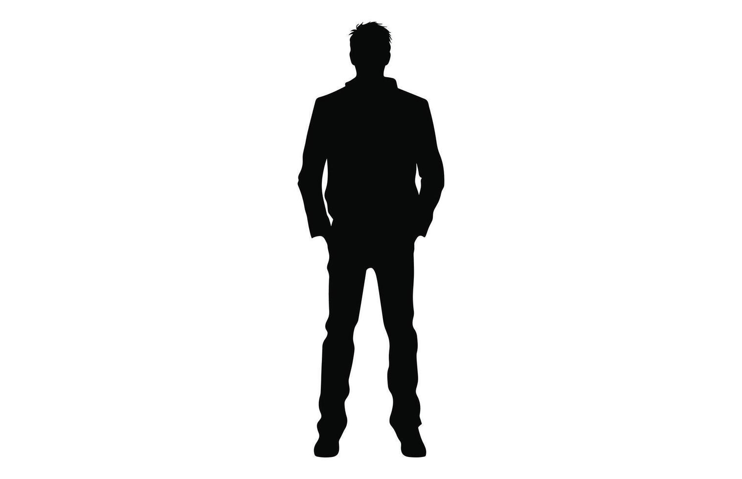 Silhouettes of Casual People in a Row. man fashion silhouette vector