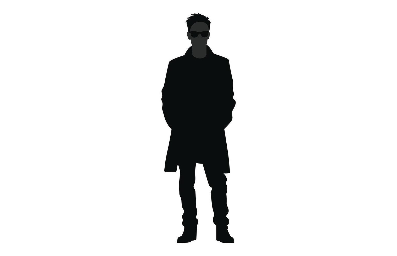Silhouettes of Casual People in a Row. man fashion silhouette vector