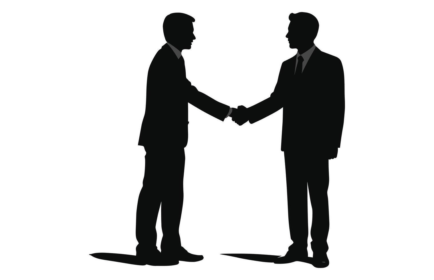 Two Silhouette Businessman Hand Shake, Business Man Handshake Agreement Concept Flat Vector Illustration