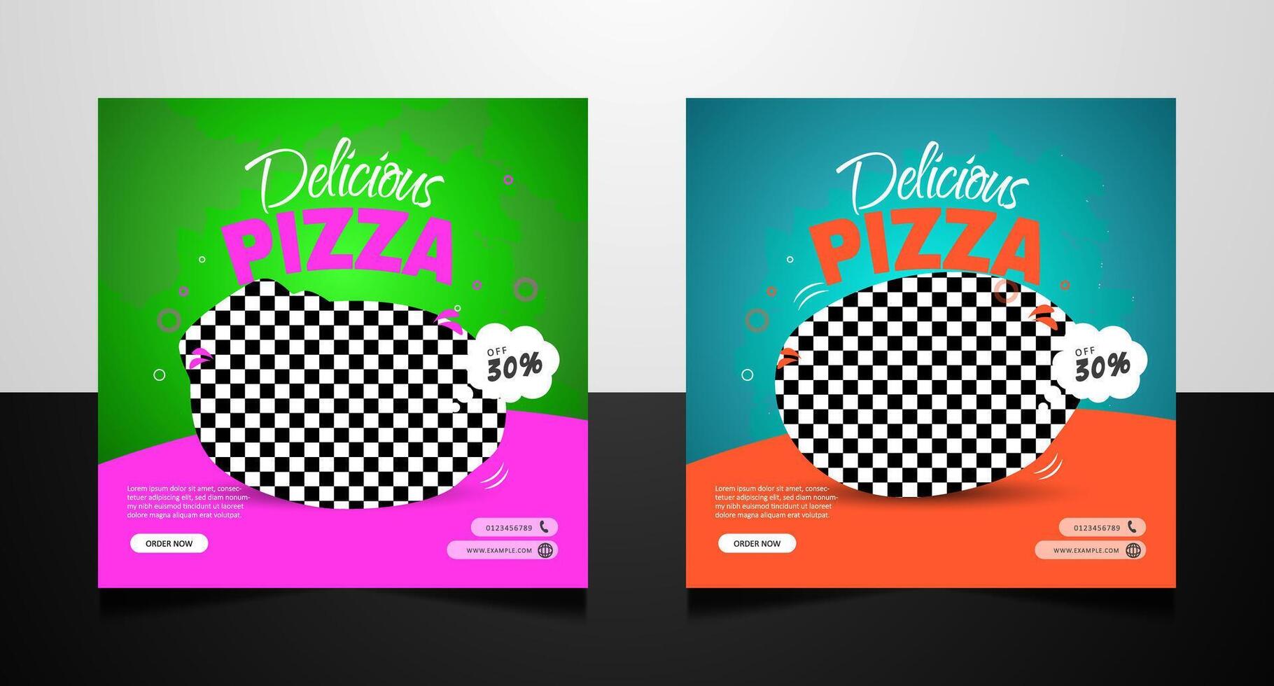 Delicious pizza food menu social media banner template vector