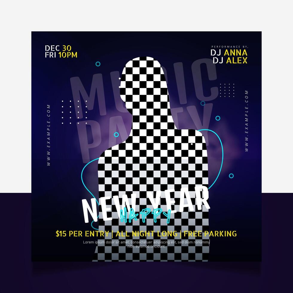 New year party social media post banner template vector