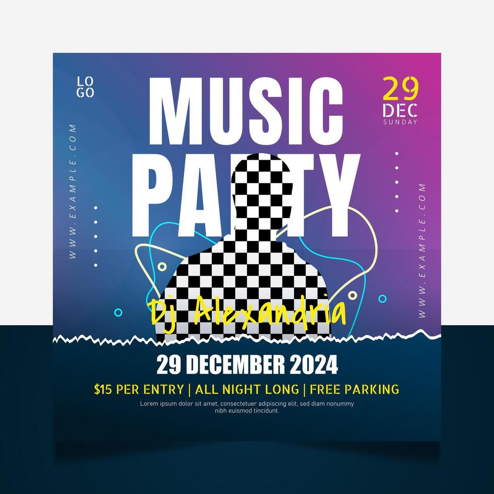 Music party poster social media post banner template vector