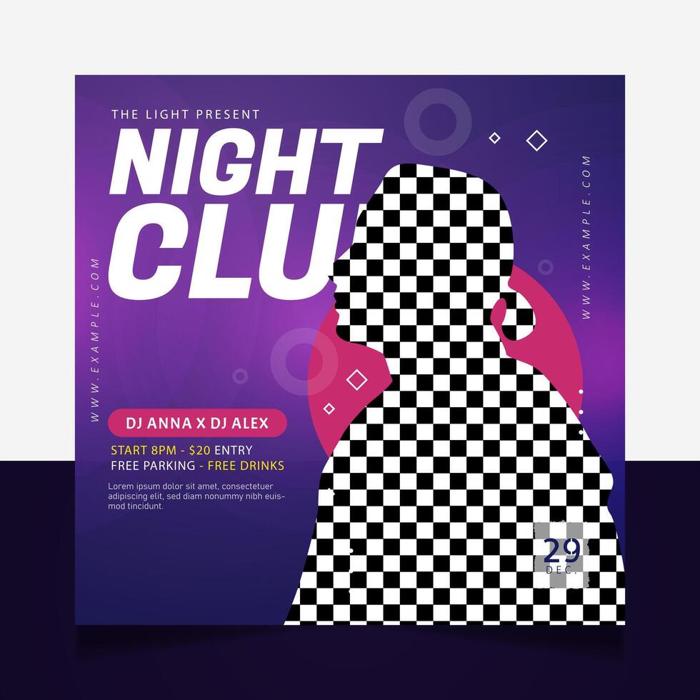 Night club social media post banner template vector