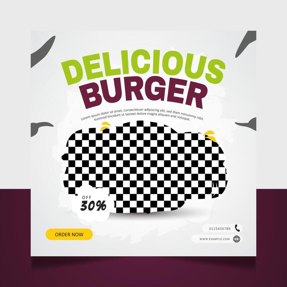 Delicious burger social media banner post design template vector
