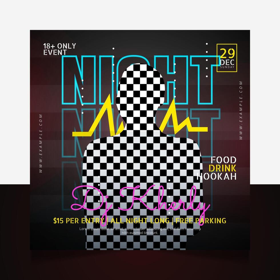 Night music party social media post banner vector