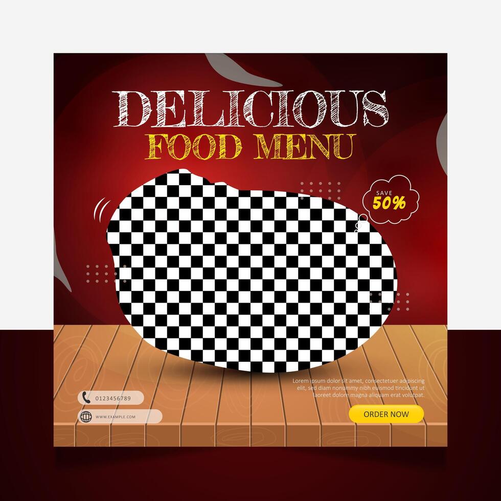Delicious pizza food menu social media post template vector