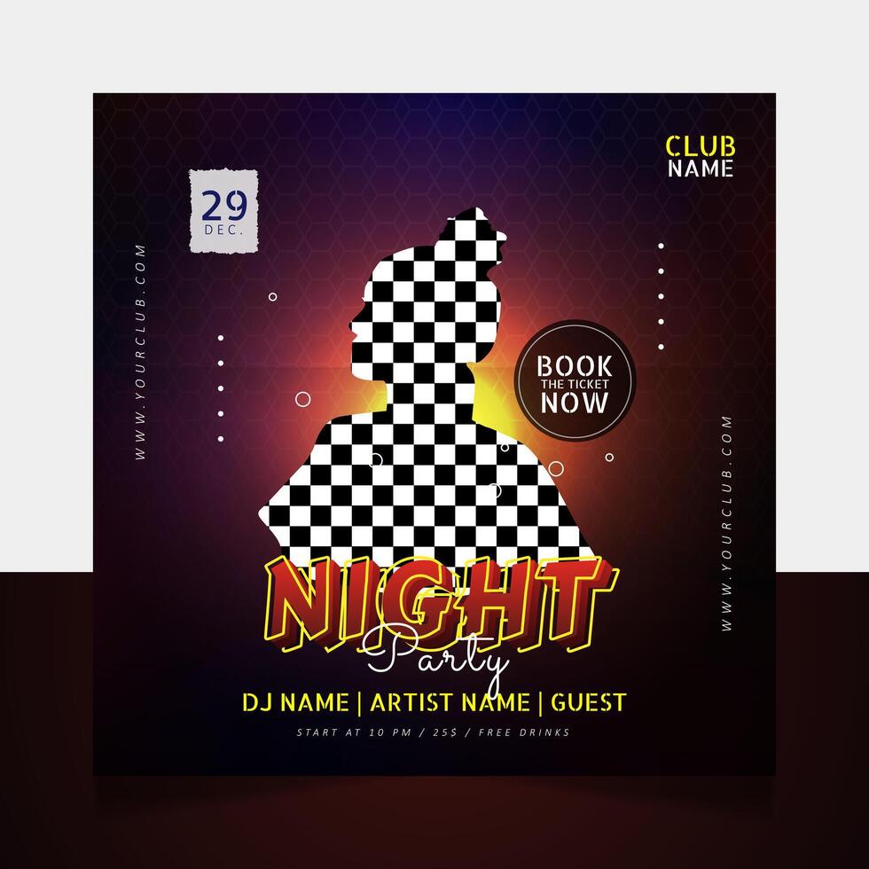Night music party banner template vector