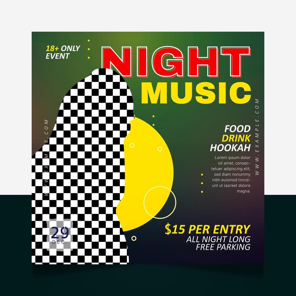 Music night club social media post banner template vector