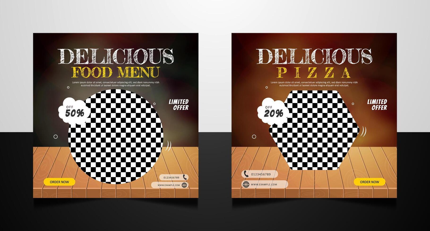 Delicious pizza food social media banner template design vector