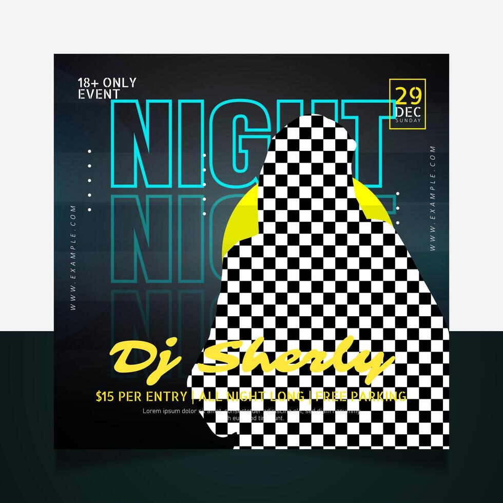 Night club music party social media post template vector
