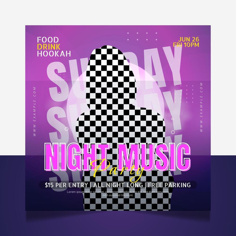 Night music party social media post banner template vector