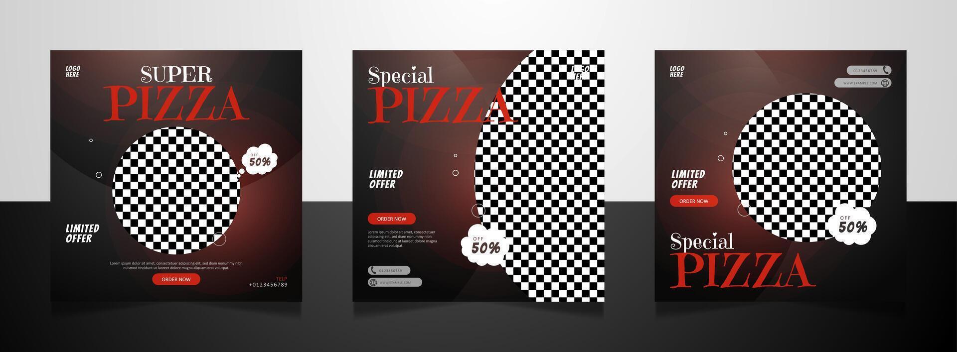 Restaurant pizza menu social media post template vector