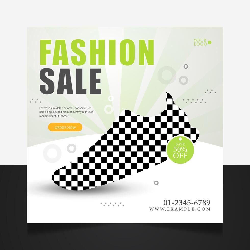 Fashion shoes sale social media post template vector