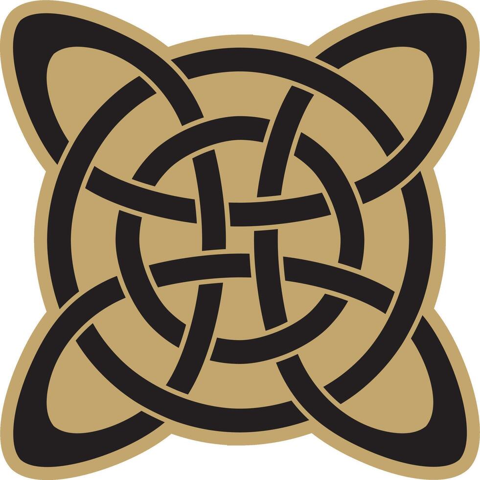 vector oro y negro céltico nudo. ornamento de antiguo europeo pueblos el firmar y símbolo de el irlandesa, escocés, británicos, francos