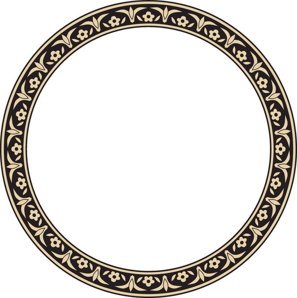 Vector golden and black round turkish ornament. Endless ottoman national border, frame