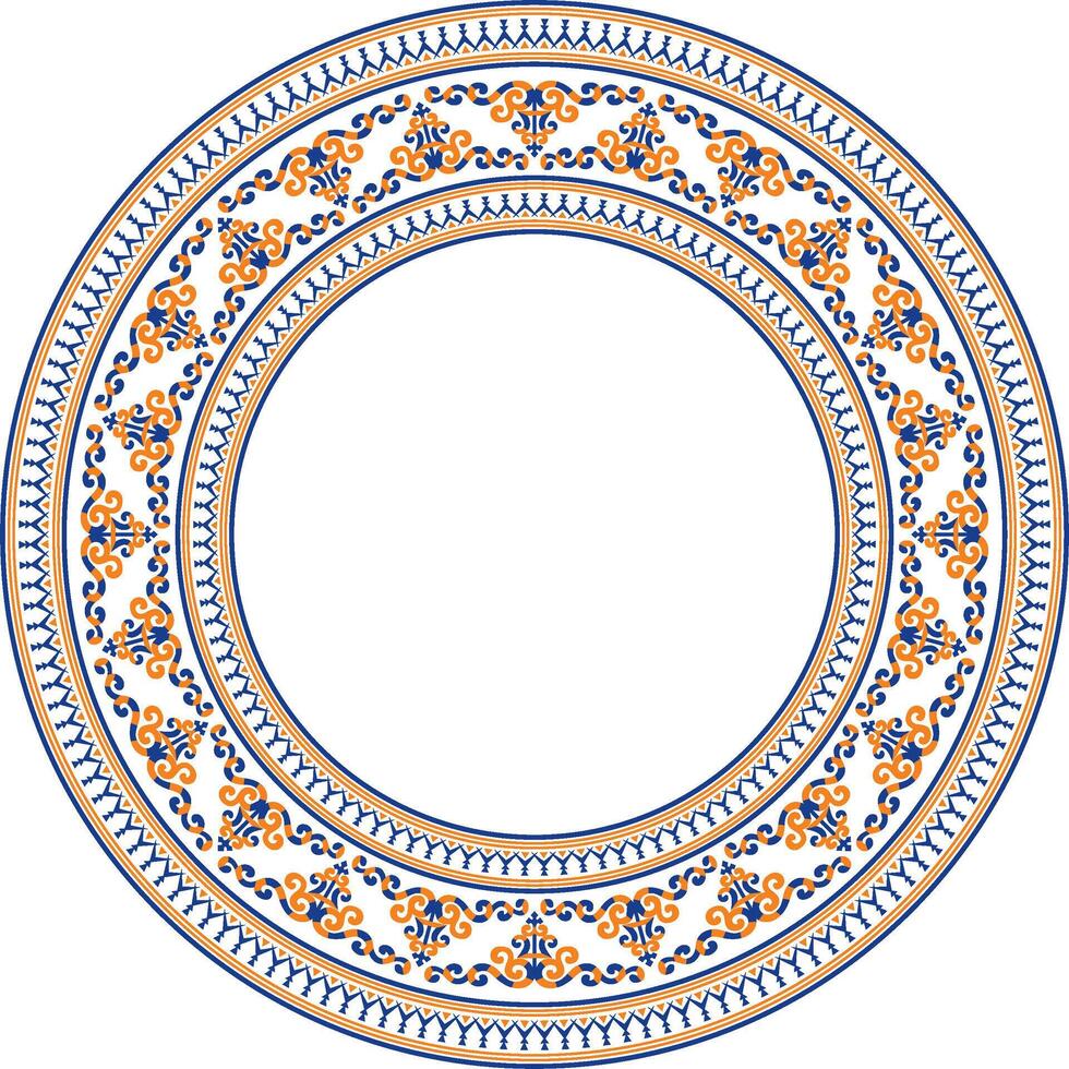 Vector colored round Yakut ornament. Endless circle, border, frame of the northern peoples of the Far East