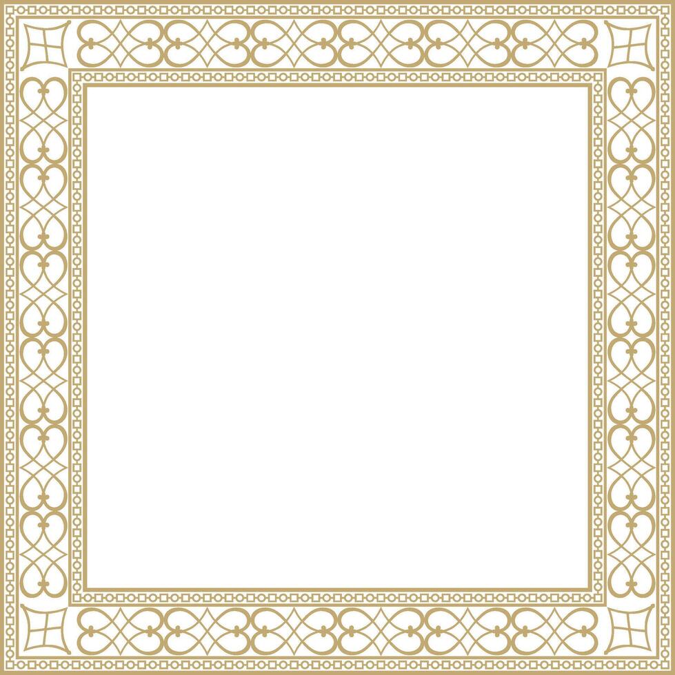 Vector gold square classic renaissance ornament. Endless european border, revival style frame