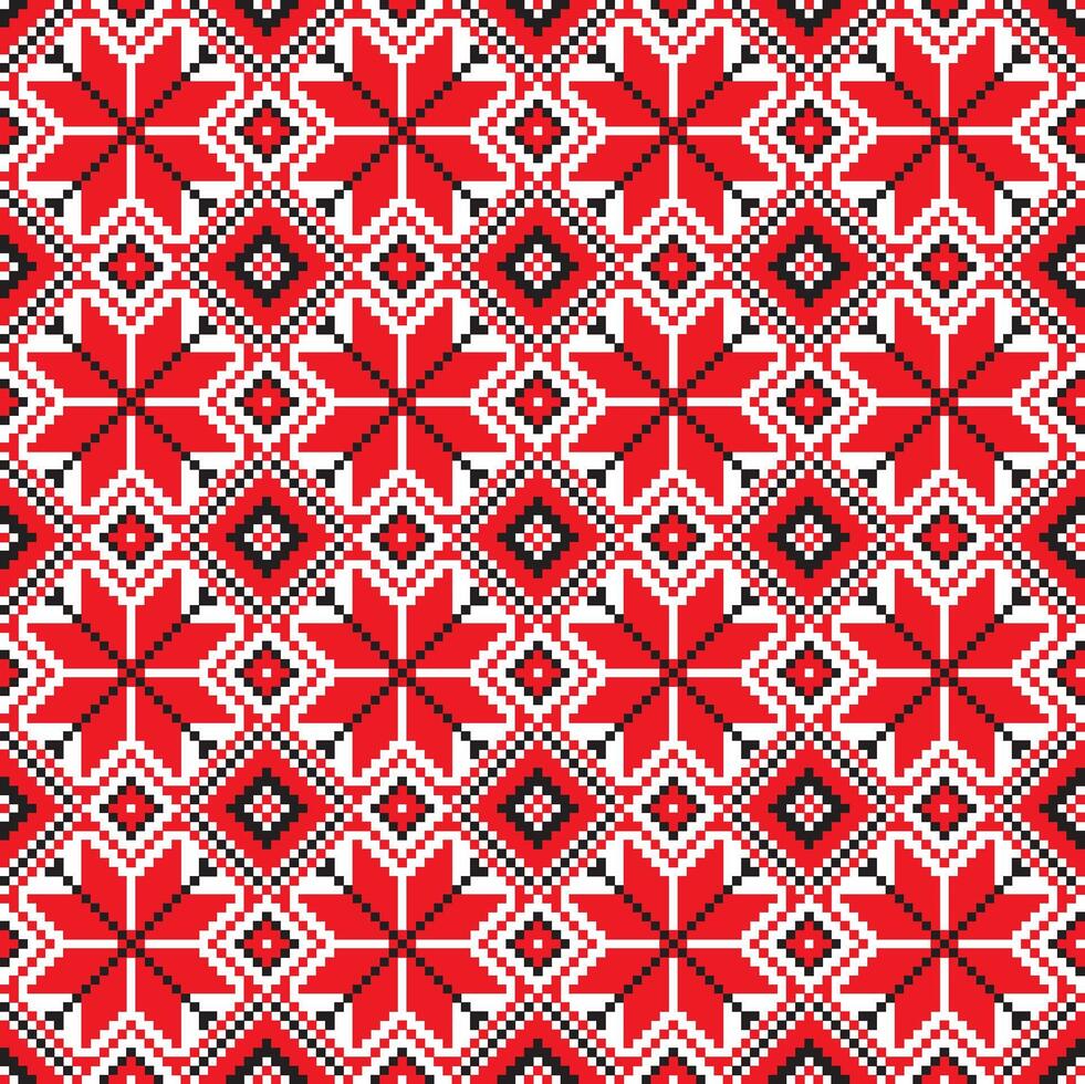 Vector seamless Ukrainian national pattern. Embroidery pattern. Cross-stitch drawing. Slavic ornament