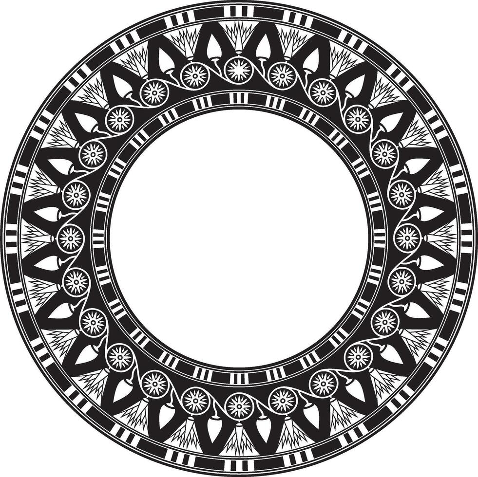 Vector round black monochrome Egyptian ornament. Endless circle border, ancient Egypt frame