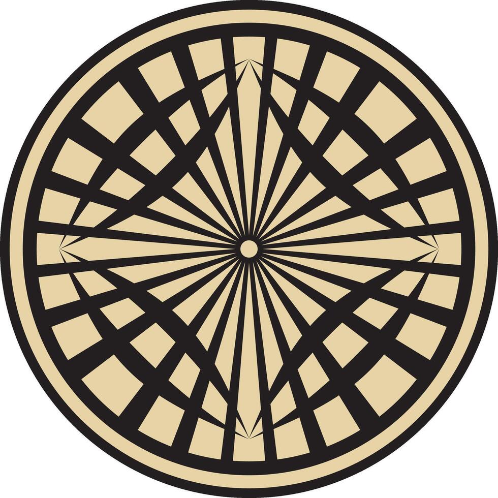 Vector geometric round gold pattern. Ornamental circle, abstraction
