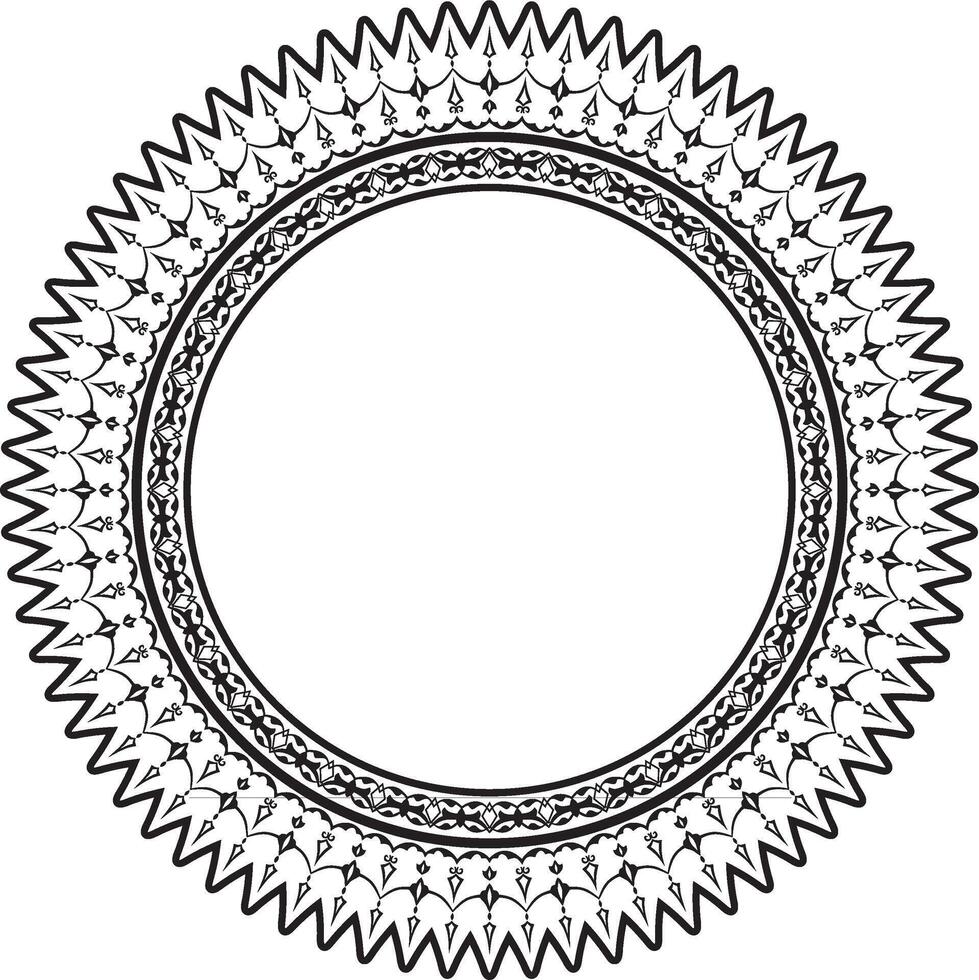 Vector black monochrome round turkish ornament. Ottoman circle, ring, frame