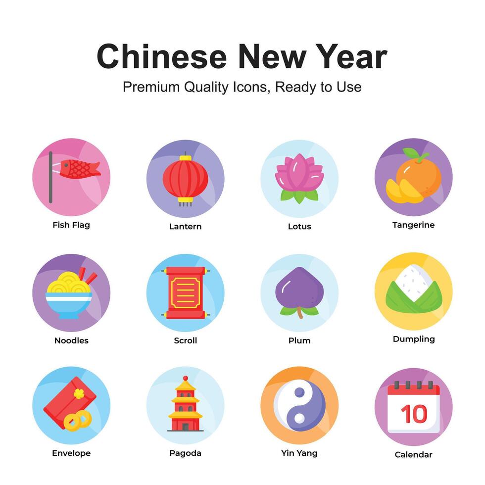 agarrar esta hermosamente diseñado chino nuevo año íconos conjunto vector