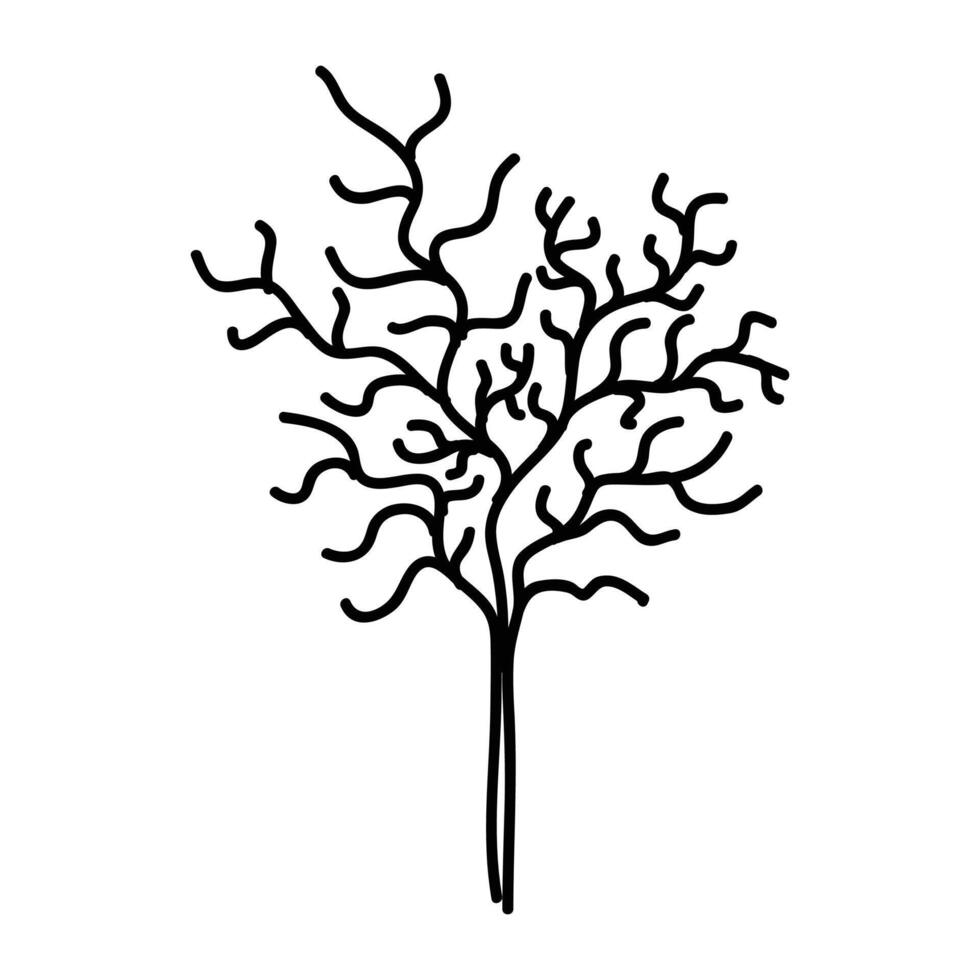 Hand Drawn Tree Outline, Tree Line Art Black and White Sketch Drawing vector