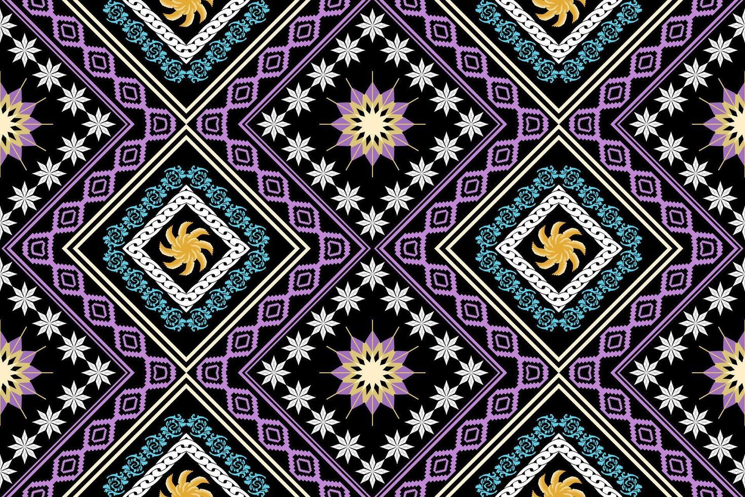 Ethnic Figure aztec embroidery style.Geometric ikat oriental traditional art pattern.Design for ethnic background,wallpaper,fashion,clothing,wrapping,fabric,element,sarong,graphic,vector illustration. vector