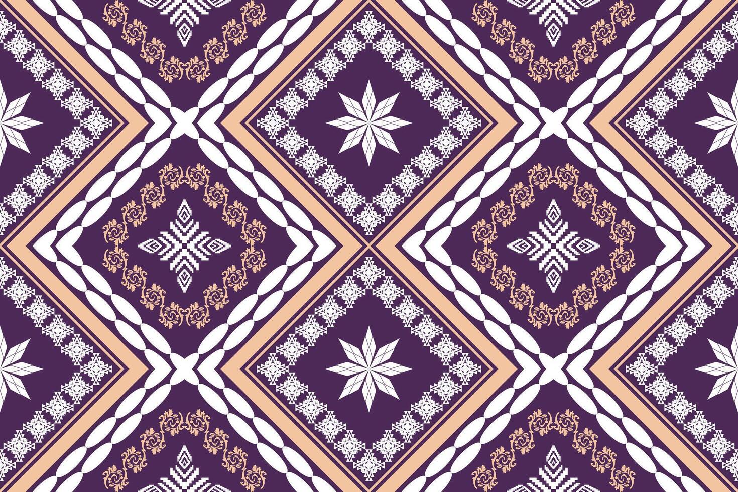 Ethnic Figure aztec embroidery style.Geometric ikat oriental traditional art pattern.Design for ethnic background,wallpaper,fashion,clothing,wrapping,fabric,element,sarong,graphic,vector illustration. vector