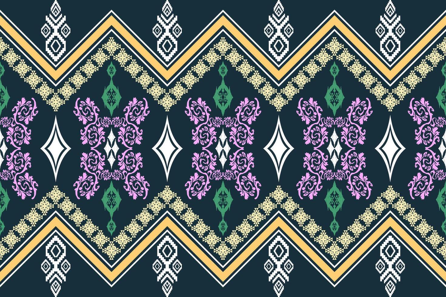 Ethnic Figure aztec embroidery style.Geometric ikat oriental traditional art pattern.Design for ethnic background,wallpaper,fashion,clothing,wrapping,fabric,element,sarong,graphic,vector illustration. vector