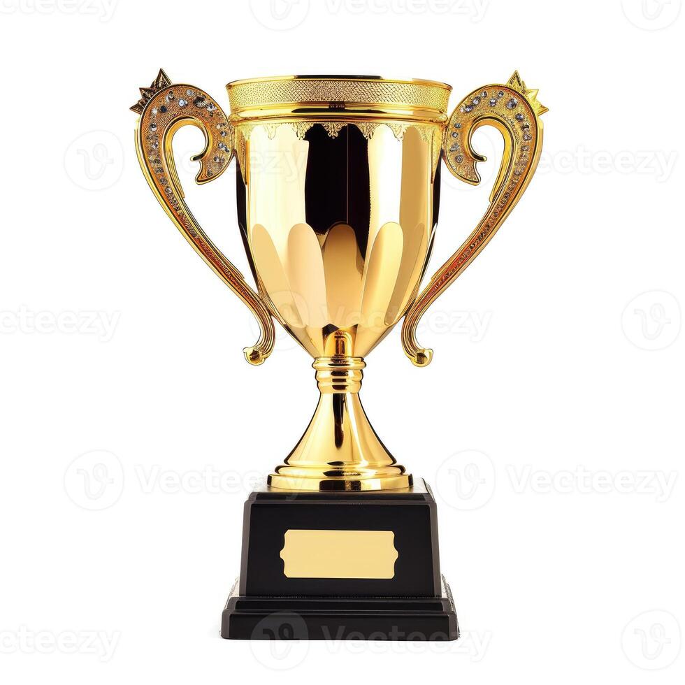 AI generated Gleaming achievement trophy isolated on a white background, symbolizing success, Ai Generated. photo