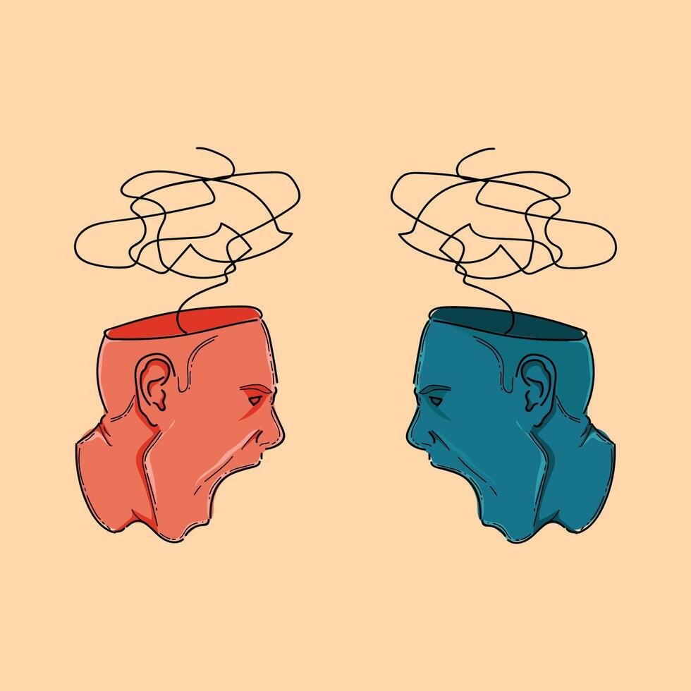 shouting on each other, yelling people illustration vector design isolated in light brown background