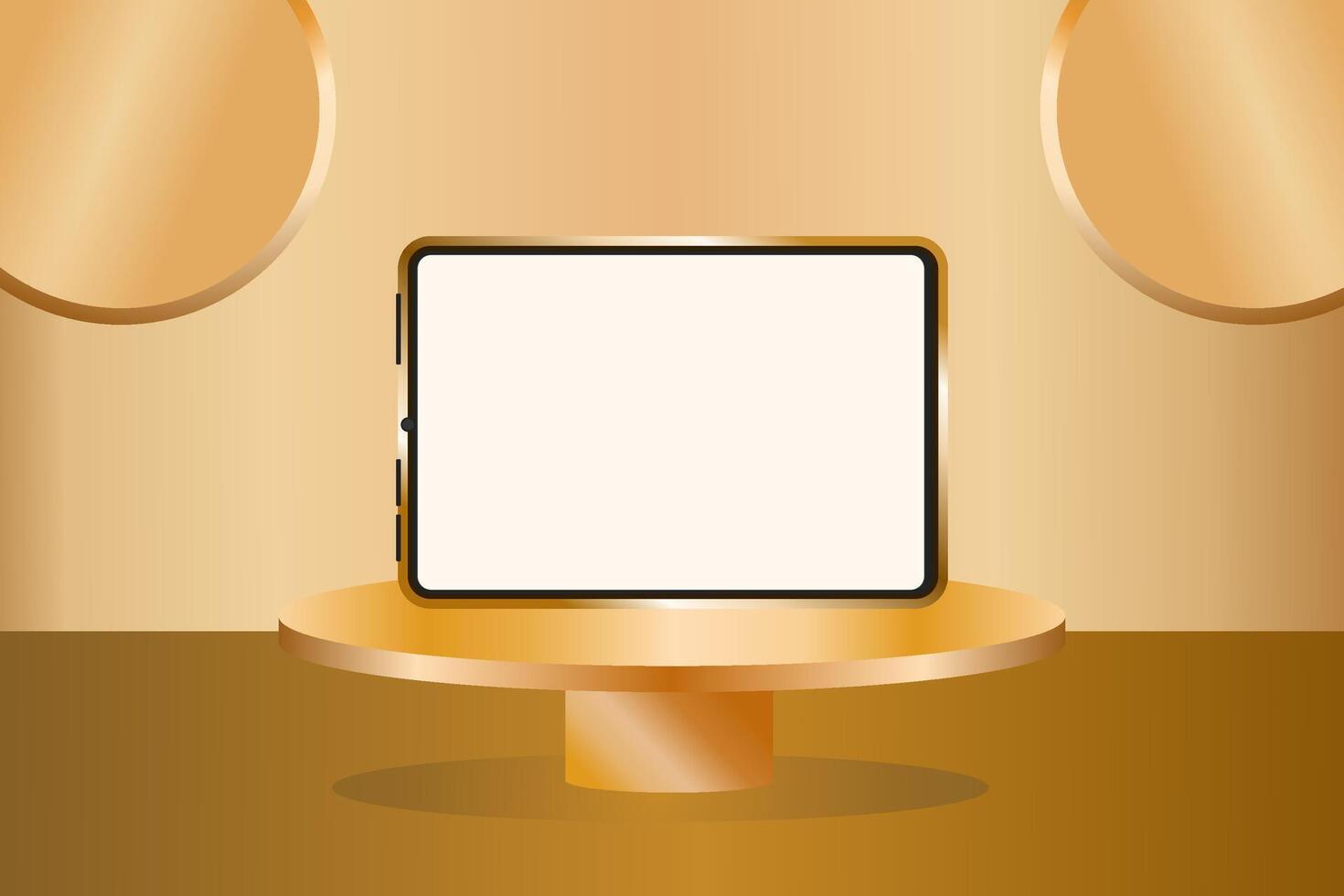 Smartphone prototype mockup gold background vector